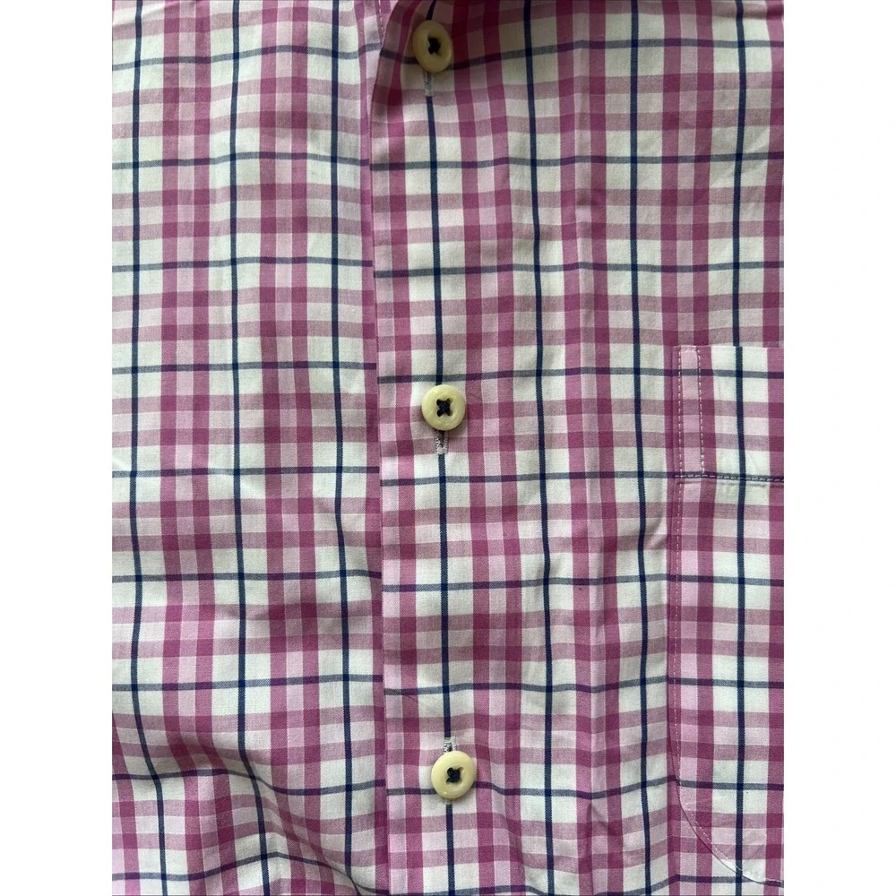 Peter‎ Millar Long Sleeve Cotton Button Shirt - Pink/White/Blue - Medium